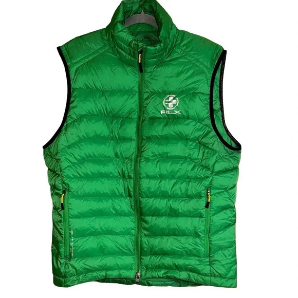 RLX Ralph Lauren Kelly Green Puffer Vest Size Large - Picture 1 of 8